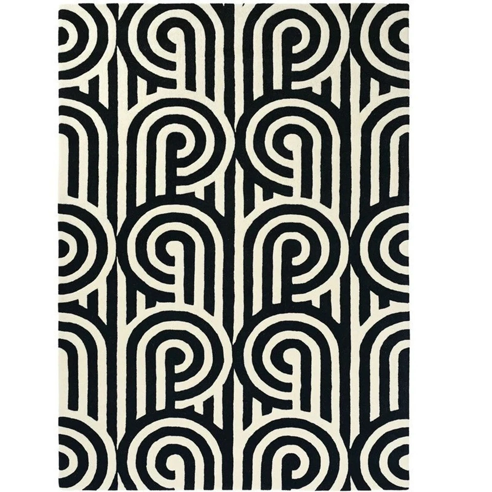 Alfombra Capitola | Acolchado a mano | Alfombra en blanco y negro | 9x12, 8x10, 9x13, 5x7, 5x8. Foto 4 de 4