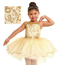 Child Medium Golden Christmas Dance Costume Ballet Tutu