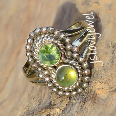 Apple Green Peridot Cut Multi Gemstone 925 Sterling Silver Best Jewelry  Ring