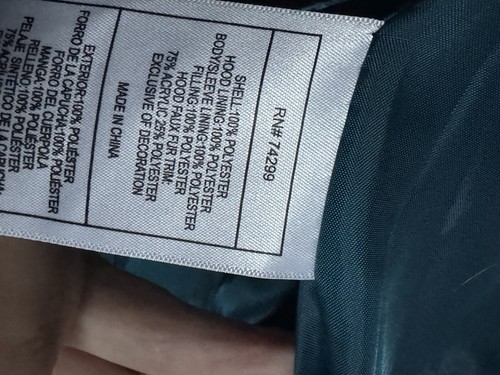 Kids Size 4 DKNY Warm Jacket Winter Coat Teal Color Faux Fur - Picture 8 of 8