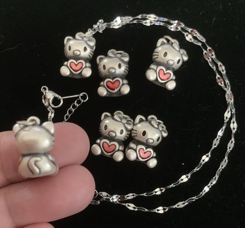 Hello Kitty 925 Sterling Silver Charm - Fits Pandora Style Bracelets - Handmade