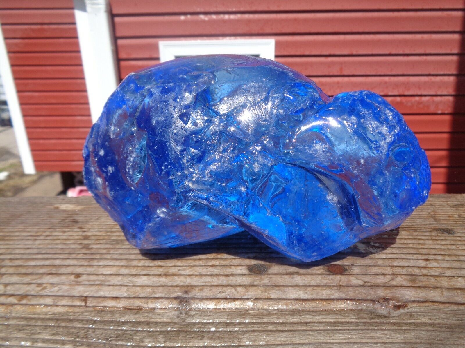 Glass Rock Slag Pretty Clear Sapphire Blue 8.0 lbs M82 Rocks Lan