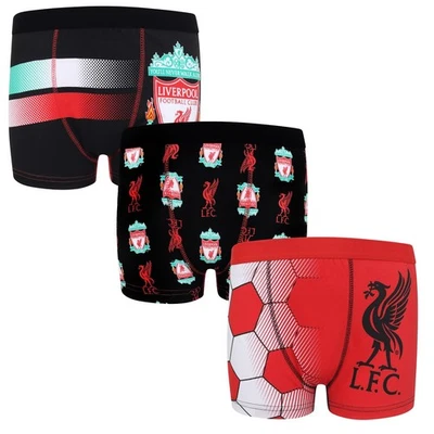 Liverpool FC Boys Boxer Shorts 3 Pack Crest Kids OFFICIAL Football Gift