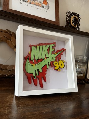 Nike Air90 | Logo | Schild | gerahmt | tropft | 25 cm x 25 cm.