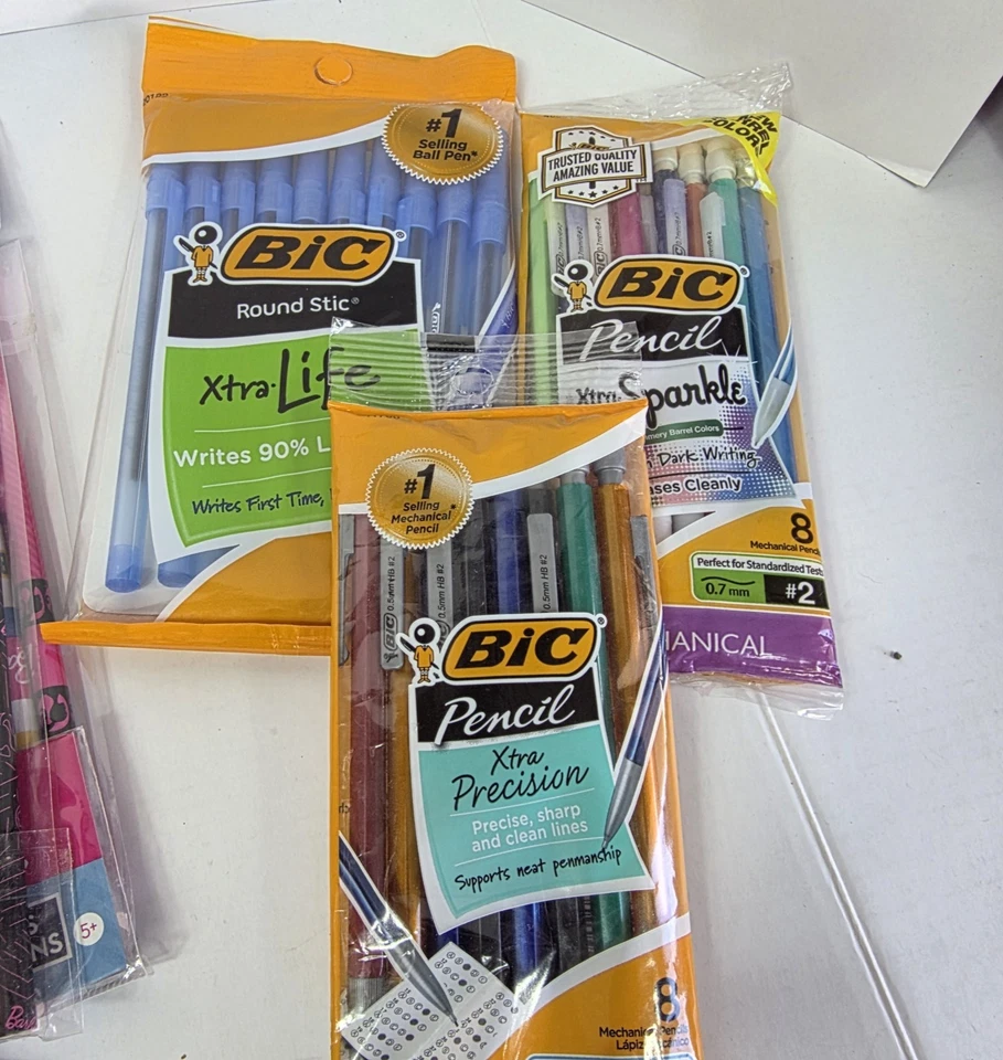 Lote misto de material escolar pacote iluminadores lápis tesoura canetas borrachas - Imagem 3 de 4