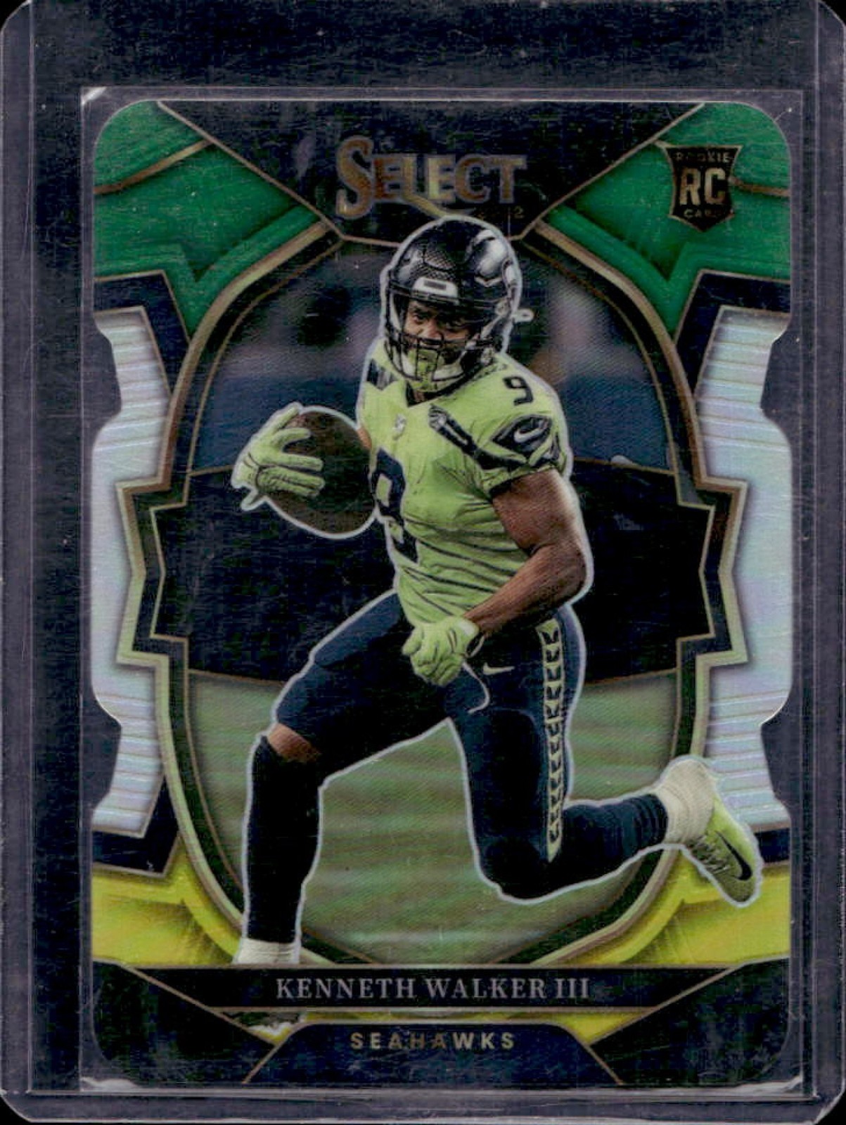 2022 Select Kenneth Walker III RC Green and Yellow Prizm Die Cut Concourse #2