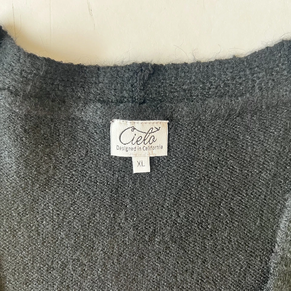 Nuevo con etiquetas Cárdigan Cielo Tejido Frente Abierto Talla Extra Grande Negro Manga Larga Suéter Foto 4 de 4