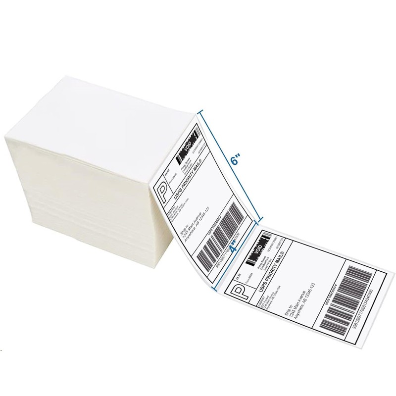 1000 Fanfold 4" x 6" Direct Thermal Shipping Labels Perforated for Zebra Rollo