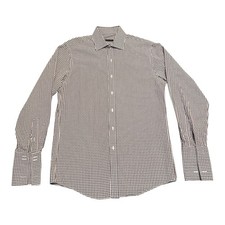 Sean John Men's Long Sleeve Button up White Black Plaid Sz: 15 32/33 Check Desc