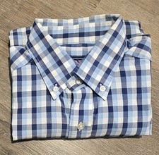 Camisa Vineyard Vines Para Hombres Pequeña Calce Ajustado Ballena Abotonada Azul Cuadros a Cuadros
