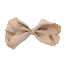 1 PCS Beige 5.5 Inch Grosgrain Hair Bow Clip Ribbon Barrette Accessory