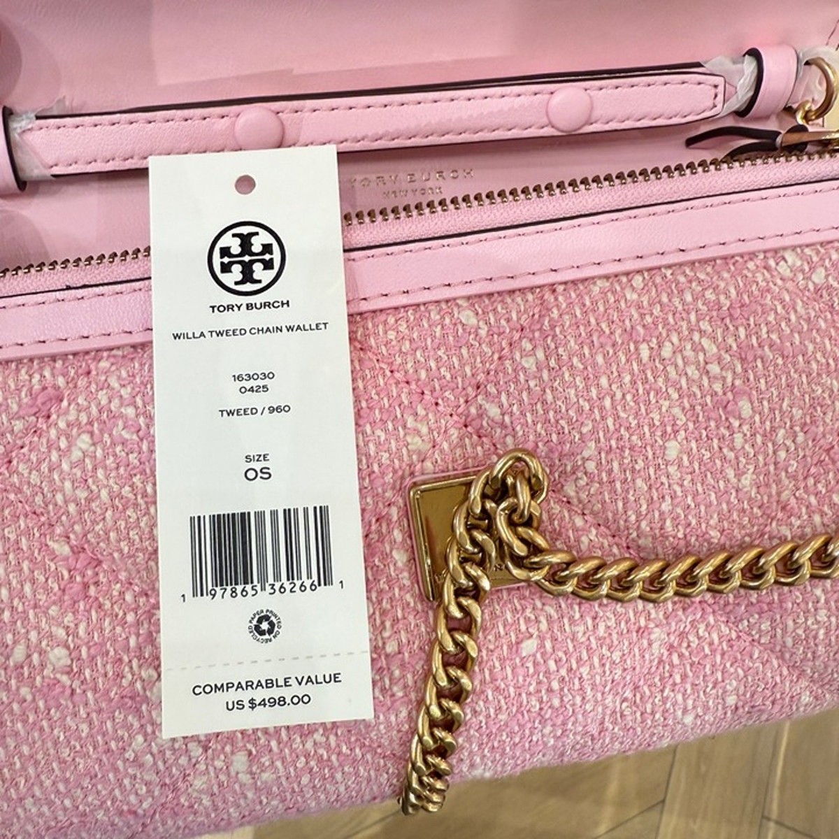 25年 Tory Burch WILLA TWEED CHAIN WALLET お財布バッグ 163030 Tory Burch Willa Tweed Chain Wallet Crossbody Clutch Bag