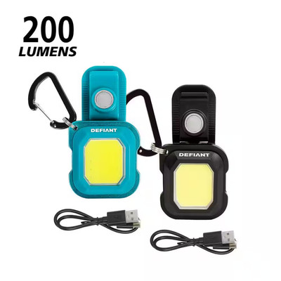 2-Pack 200Lm Mini Rechargeable Multi-Use Utility Light with Key Ring