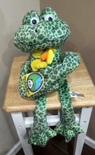 Vtg 18  Peek-A-Boo-Toys Plush Stuffed Animal Spotted frog holding yellow flower