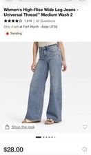 Universal Thread Womens High-Rise Wide Leg Jeans Medium Wash Blue Denim 2 NWT