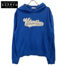 VALENTINO 1V3MF22U8RM 22AW blue embroidered logo patch hoodie blue 3XL tops cott
