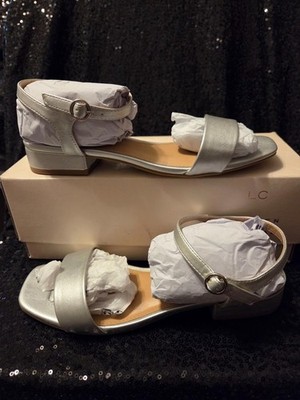 New Lauren Conrad Obsidian Women's Block Heel Sandals Size 8 Silver