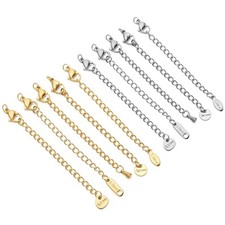 10pcs Stainless Steel Extension Chains with Lobster Clasps Connector Link Neckla