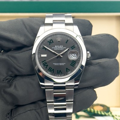 Rolex Datejust 41 Wimbledon 126300 Smooth Oyster Slate Dial Roman Numerals!