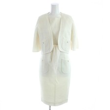 Chanel Set Up Ensemble Dress & Short Jacket Cotton Silk Size 34 White