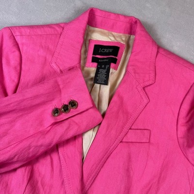 J Crew Schoolboy Blazer Bright Pink Tweed Single Breasted Women Size 0*