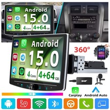 DAB+ 4+64GB Android 15 1 DIN Autoradio GPS 360° Drehbar Bildschirm Apple Carplay