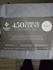 NWT Member's Mark 450 Thread Count Solid Sheet Set 4 piece Blue Crest - FULL