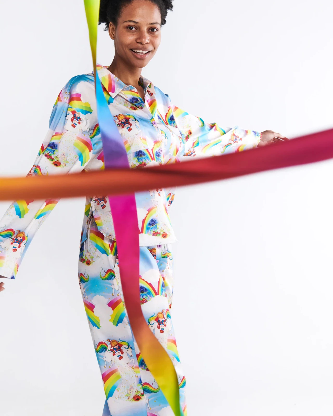 Kip & Co ~ RAINBOW BRITE Pyjamas Set Long Shirt + Pants PJS Ladies 8 10 BNWT image 4