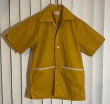 Men  s Vintage 1960  s Sears Premiere Swimwear Cabana Shirt Mustard Size Small