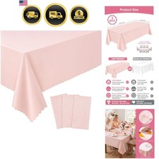 Pink Tablecloth 54 x 108 Inch Disposable Rectangular Party Table Cover 3 Pack