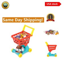 Kids  Shopping Day Grocery Cart Set with 29 Durable Play Food Items for Ages 3 
