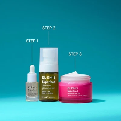 Elemis 🦋 Superfood Essentials Routine ~ Facial, Oil, Multi Mist 🦋 BNIB RRP £84 - Image 1 of 4