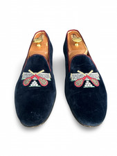 Stubbs Wootton Navy blue Velvet Slippers Men s Size 13