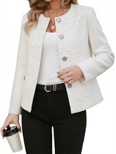 Womens Tweed Blazers Long Sleeve Open Front Lightweight Casual Jackets for Wo...