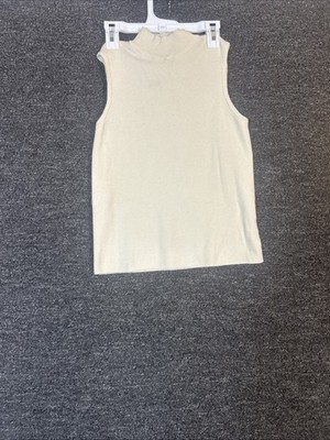 Marled Woman s Size Medium Mock Neck Knit Creme Colored Tank Top Tight Fit