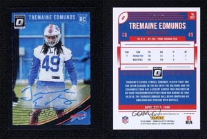 2018 Donruss Optic Black Velocity Prizm /25 Tremaine Edmunds #107 Rookie Auto RC