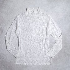 Ragno Sheer Lace Top Womens Large White Layering High Neck Long Sleeve Lolita