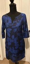 Womens Gap Blue Floral VNeck Dress Size 0, Lightwt, Soft, Flowing Flattering Fit