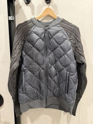 TAION CITY LINE Quilted Light Down Jacket Cable Knit Sleeves, Medium, Japanese L