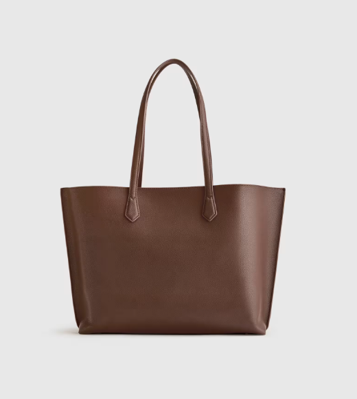 NWT QUINCE ADELINE LEATHER TRIPLE COMPARTMENT SHOPPER TOTE DARK BROWN BAG  $150