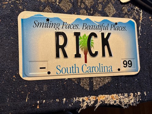 South Carolina License Plate 1999 Vanity RICK