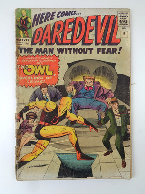 MARVEL COMICS : DAREDEVIL # 3 . 1964  BY STAN LEE + JOE ORLANDO .  1ST OWL .