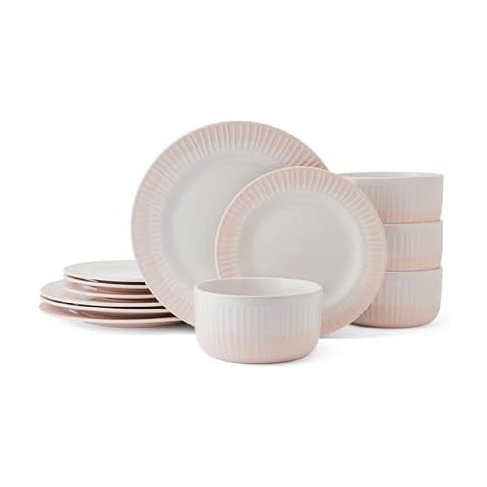Rising Up 12 Piece Dinnerware Set, Service for 4, Blush