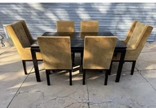 John Widdicomb Mid-Century Modern Burl Wood Parsons Extension Dining Table