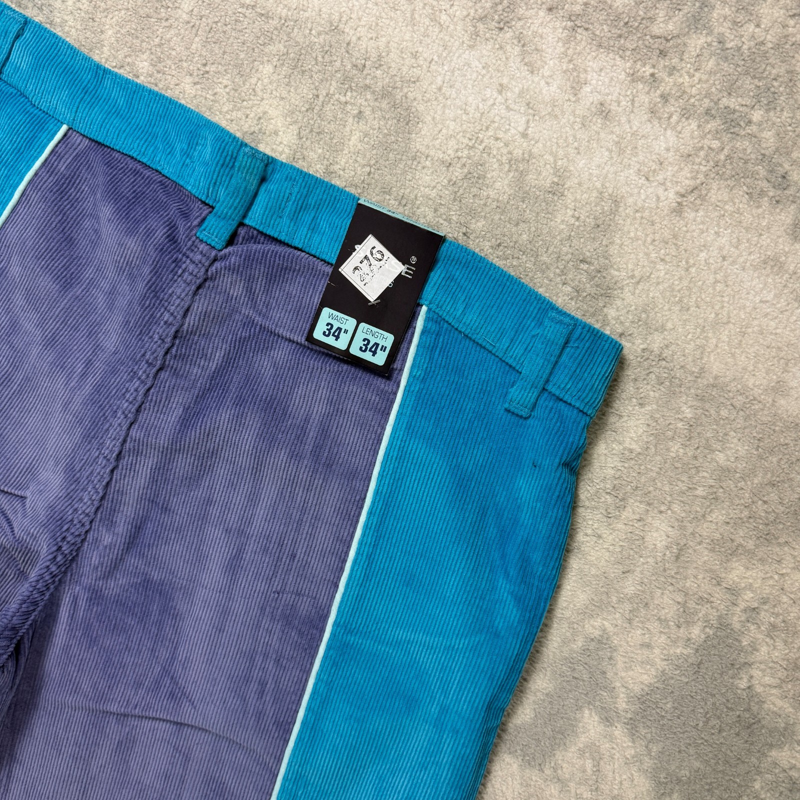 Vintage Spase Denims 2000s Y2K Blue Purple W34 Corduroy Wide Leg Flare Trousers image 8