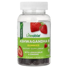 Ashwagandha Gummies with Lemon Balm & Ginseng, Strawberry, 60 Gummies