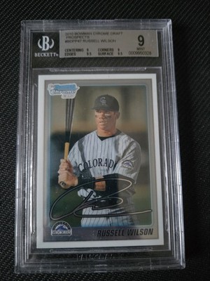 Russell Wilson 2010 Bowman Chrome Draft Baseball Rookie Card NFL BGS 9 Prospects