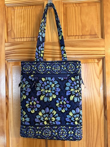 Borsa a tracolla Vera Bradley imbottita per computer portatile indaco pop blu floreale - Foto 1 di 7