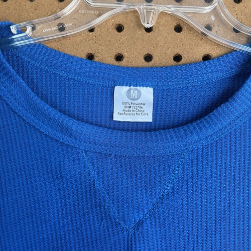 Women’s Thermal Waffle Knit Long Sleeve Shirt Blue Size Medium - Bild 2 von 6