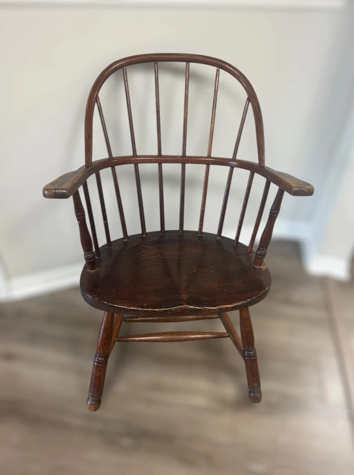 Antique Pennsylvania Windsor Sack-Back Armchair C. 1850 ~ Oak & Hickory - Image 2 of 4